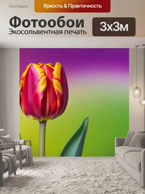 Фотообои тюльпан грация на блестящем фоне