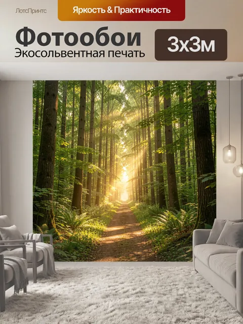 Фотообои Лесная тропа в солнечных лучах
