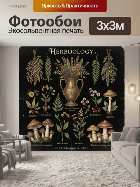 Фотообои Ботаническая композиция с грибами