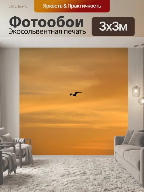 Фотообои Птица летит над на закате