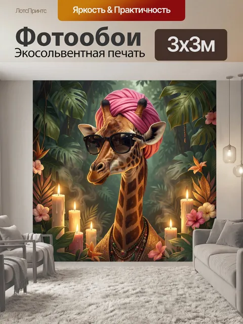 Фотообои Жираф в тюрбане и очках