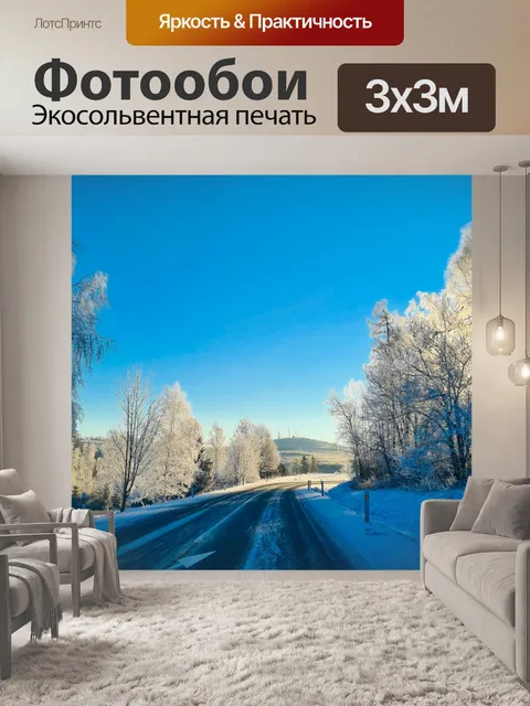 Фотообои Зимняя дорога и деревья