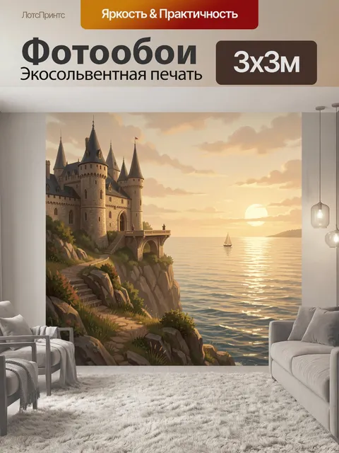 Фотообои Замок на берегу моря на закате