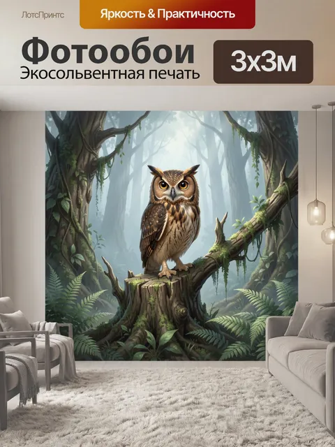 Фотообои Сова в мистическом лесу