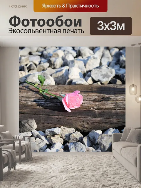 Фотообои Розовая роза на железной дороге