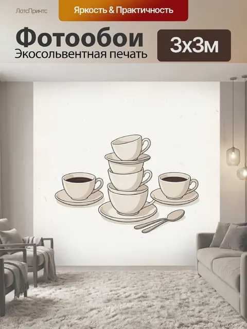 Фотообои Чашки и блюдца с ложками