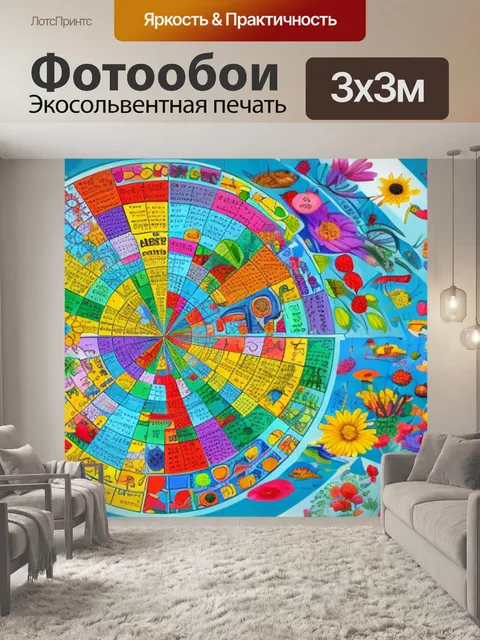 Фотообои сканворд круглая с рельефом