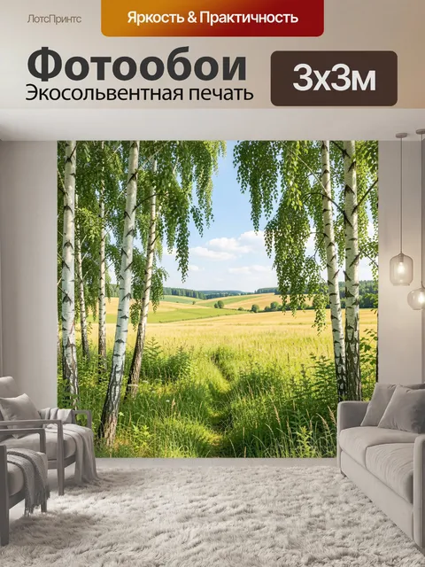 Фотообои Березовая роща и летнее поле