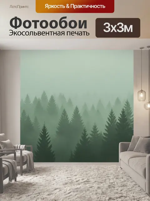 Фотообои Еловый лес в тумане