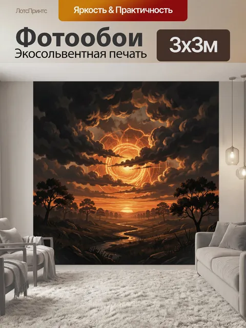 Фотообои Солнце сквозь грозовые облака