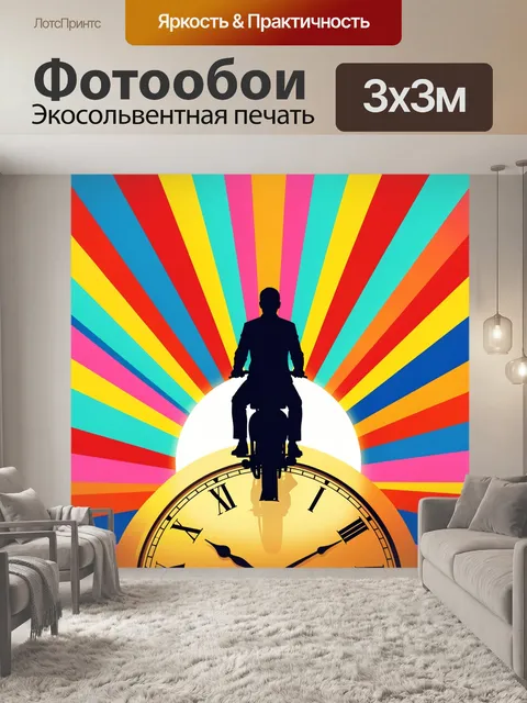 Фотообои Силуэт мотоциклиста на часах