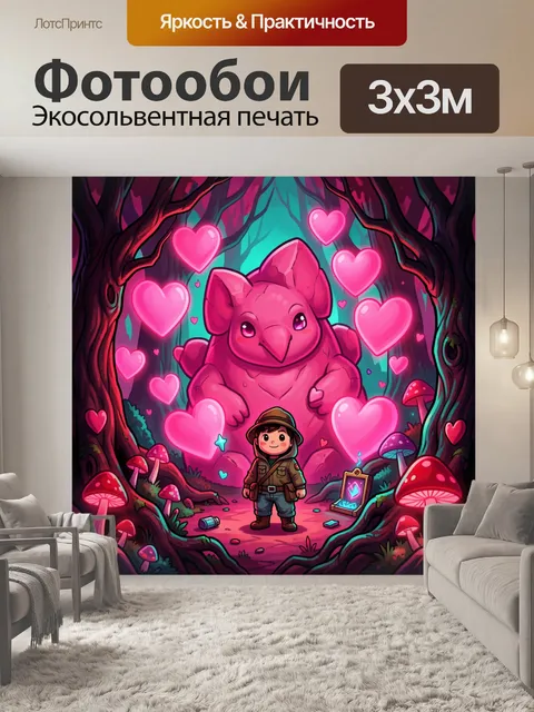Фотообои Магический лес с розовым существом