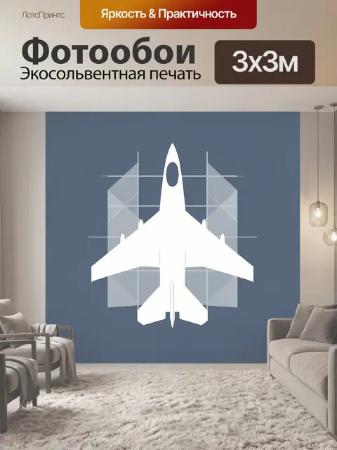 Фотообои Белый истребитель вид сверху