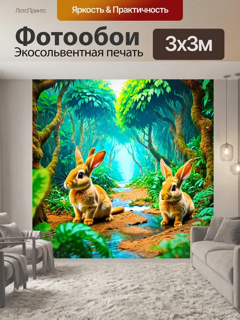 Фотообои животные в стиле ретрофутуризм: кролики