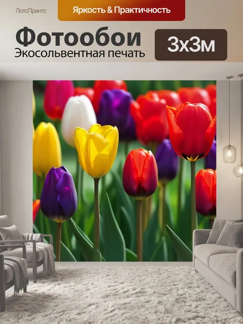 Фотообои микс тюльпанов разных сортов