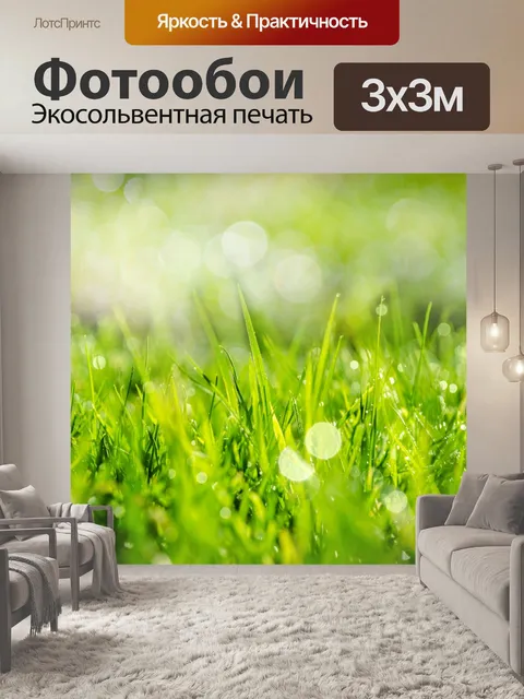 Фотообои весенней травы в свете солнца
