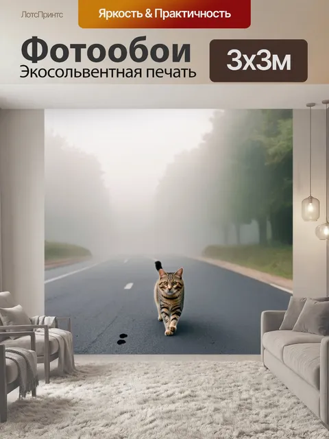 Фотообои утренний туман окутывает асфальт, передающий загадочную атмосферу