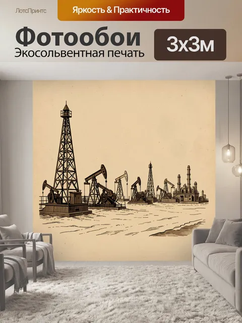 Фотообои Нефтяной промысел в сепии