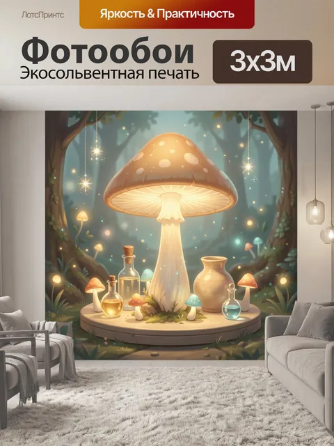 Фотообои Светящийся грибной лес с зельями