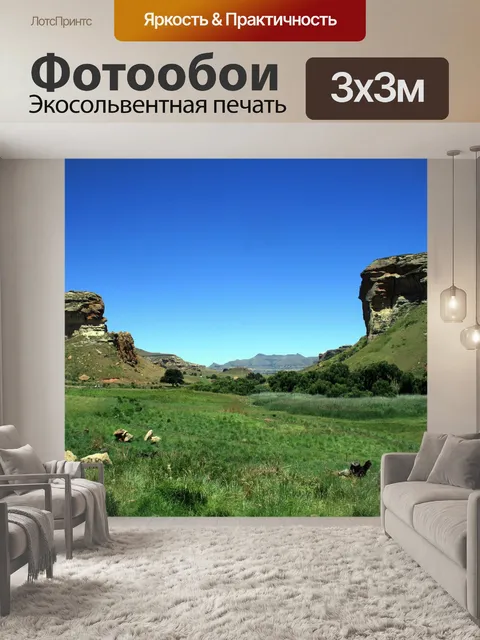 Фотообои речные камыши и горы