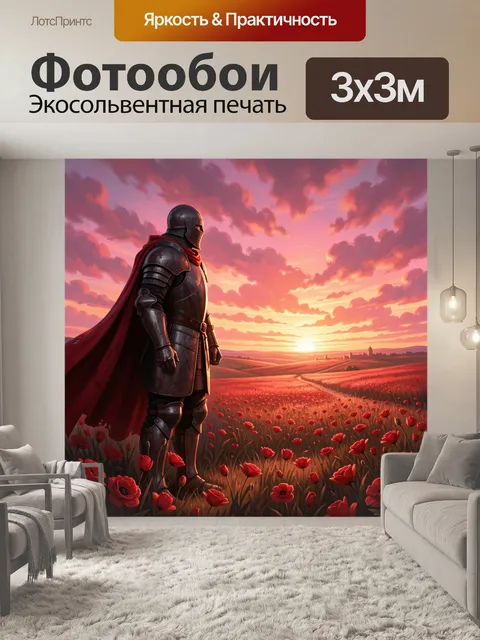 Фотообои Рыцарь в цветущем поле