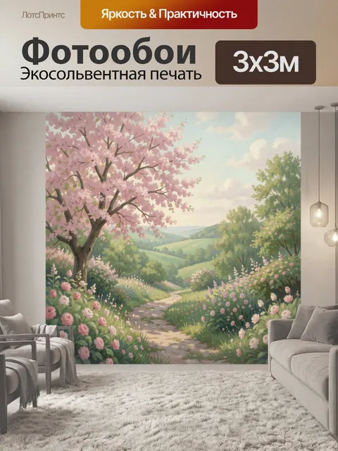 Фотообои Садовая тропинка под цветущей сакурой