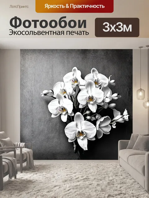 Фотообои уникальная аранжировка орхидей в стиле минимализма, где каждая деталь проработана до мельчайших нюансов