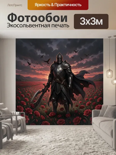 Фотообои Рыцарь среди алых маков