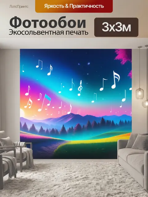 Фотообои описание пейзаж с музыкой разноцветный