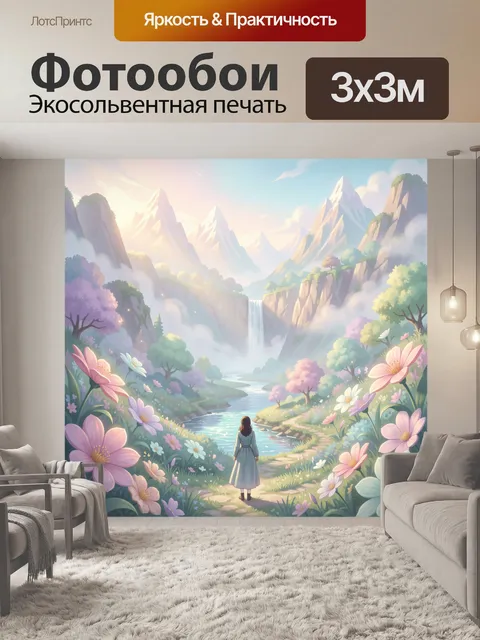 Фотообои Фантазийная долина с водопадом