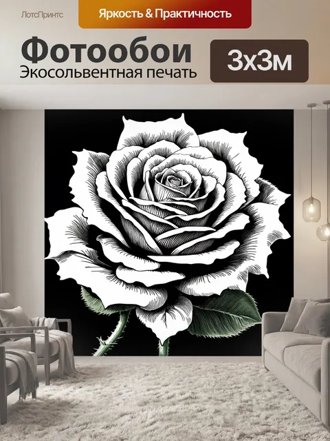 Фотообои розы в стиле черно-белый