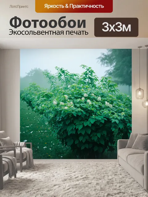 Фотообои туман в стиле арт-нуво, элегантные силуэты растений, обернутые в туман, как будто распускающиеся из ниоткуда