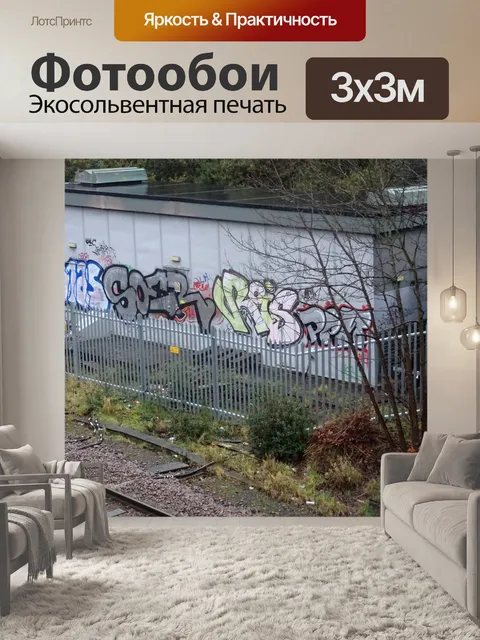 Фотообои Граффити рядом с поездами