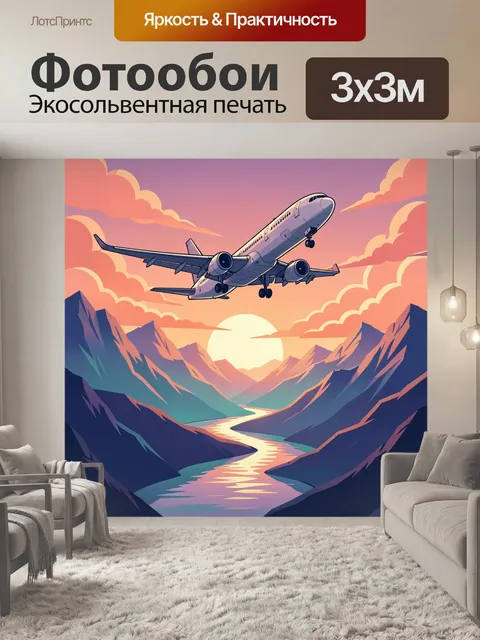 Фотообои Самолет над горным каньоном