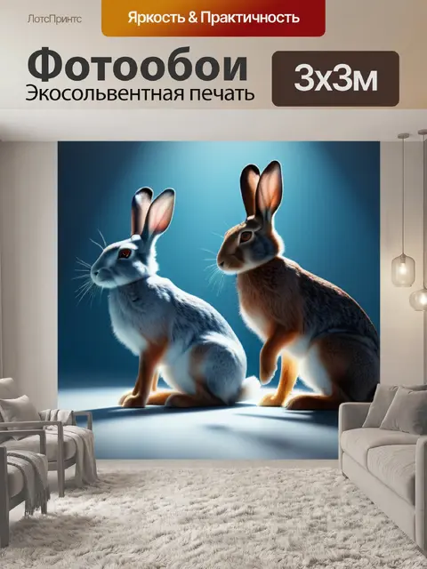 Фотообои с зайцами минимал