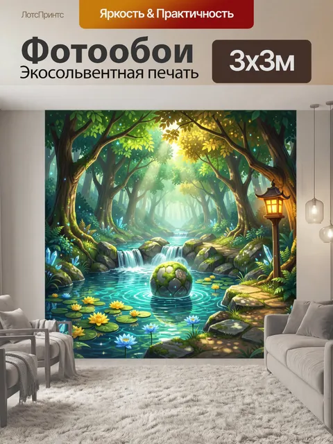 Фотообои Волшебный лесной водопад