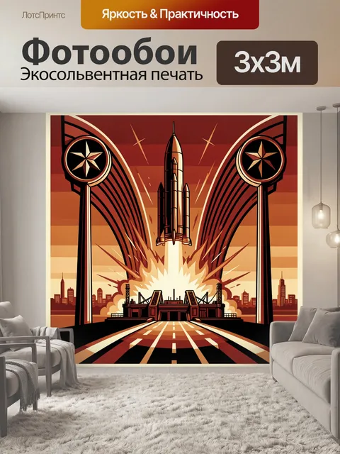 Фотообои Взлёт корабля над мегаполисом