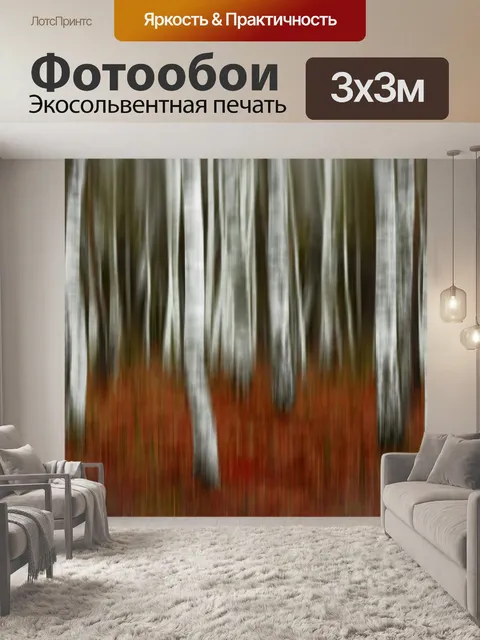 Фотообои Деревья березы движение лес