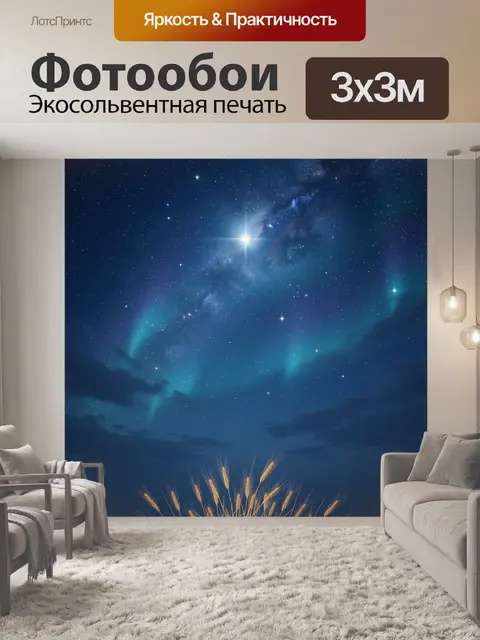 Фотообои Звездное небо над пшеницей