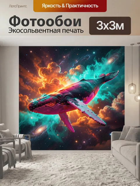 Фотообои Космический кит среди туманностей