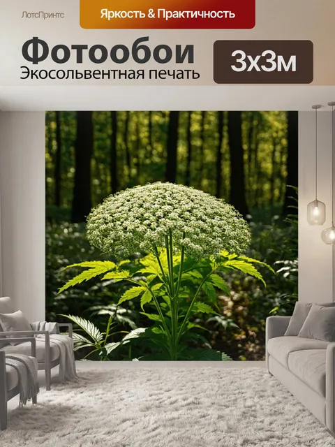 Фотообои борщевик в густом лесу
