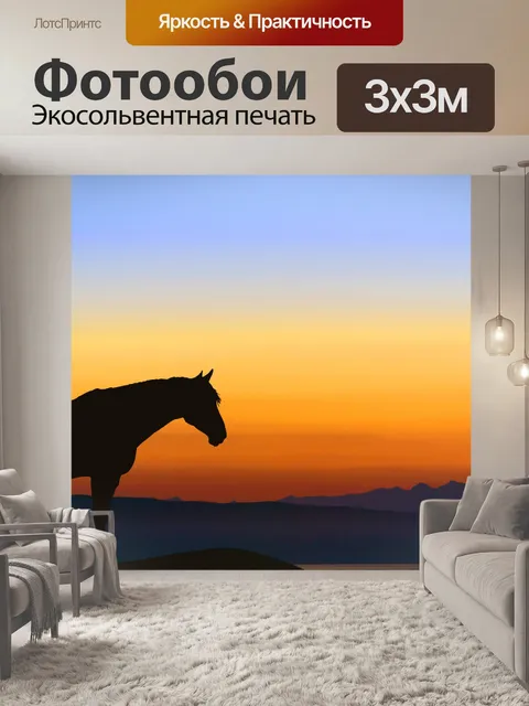 Фотообои Силуэт лошади на рассвете