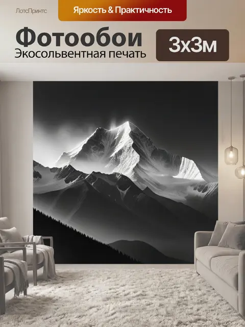 Фотообои с горой чернобелый