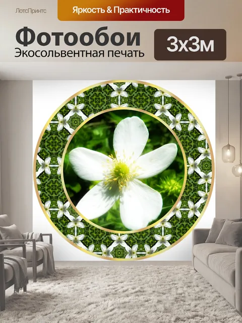 Фотообои Цветок в медальоне 2