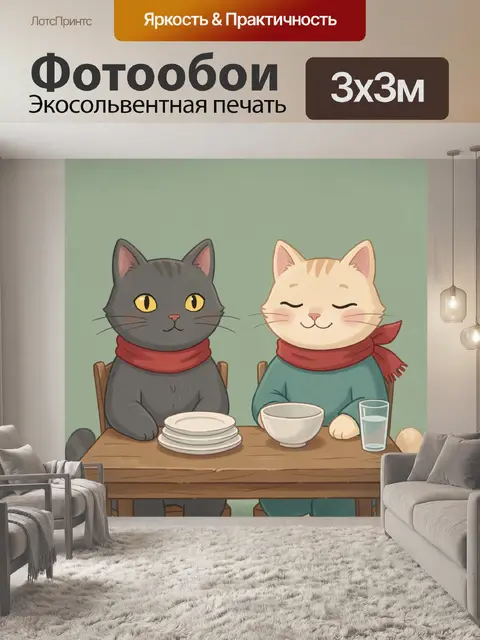 Фотообои Два кота за столом
