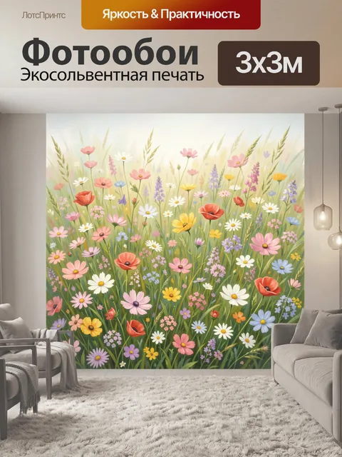 Фотообои Луговые цветы в мягком свете