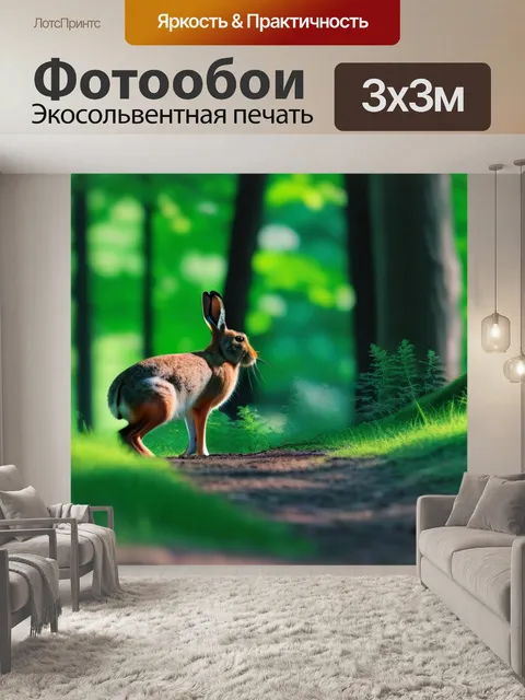 Фотообои лесная идиллия с зайцами