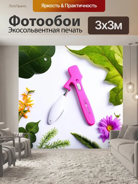 Фотообои сфокусируйтесь на инструменте для отбеливания зубов, окруженном элементами природы, такими как листья и цветы
