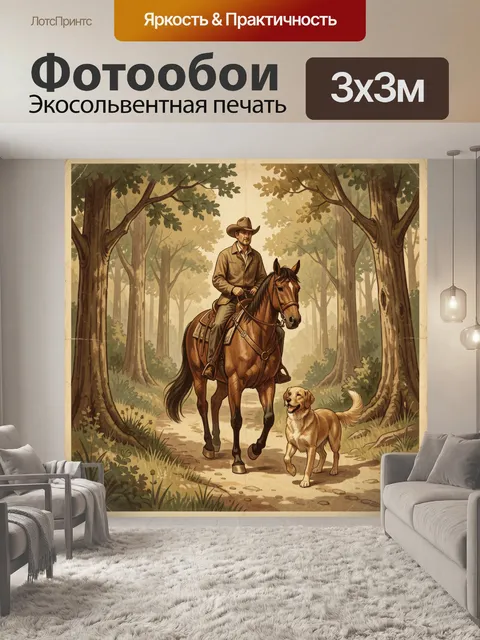 Фотообои Ковбой верхом с собакой