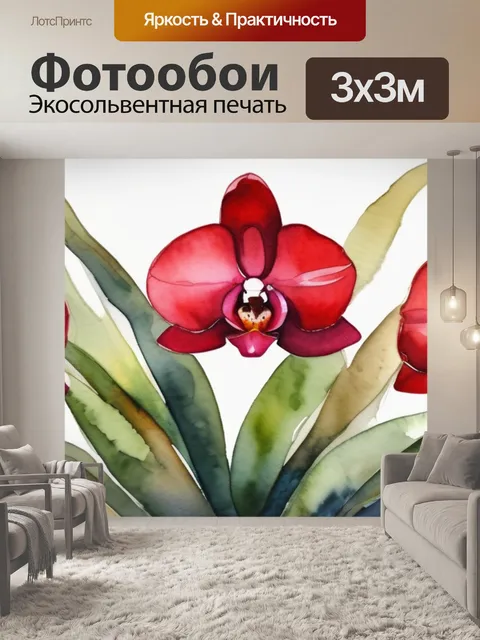 Фотообои красная орхидея